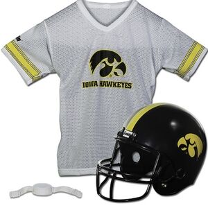 Iowa Hawkeyes Kids White and Yellow Helmet & Jersey Set
